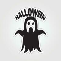 A sticker with a ghost on it, Halloween ghost cartoon character sticker vector