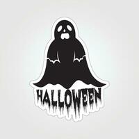 A sticker with a ghost on it, Halloween ghost cartoon character sticker vector