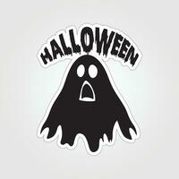 A sticker with a ghost on it, Halloween ghost cartoon character sticker vector