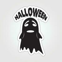 A sticker with a ghost on it, Halloween ghost cartoon character sticker vector