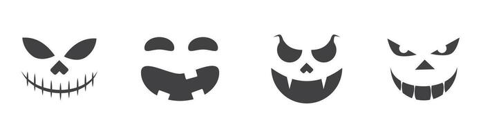 Jack O Lantern Monster Face Expression set of 4 in many different variation sad angry scary happy emotion editable for Halloween content asset vector