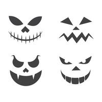 Jack O Lantern Monster Face Expression set of 4 in many different variation sad angry scary happy emotion editable for Halloween content asset vector