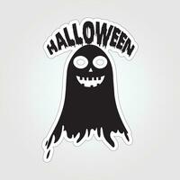 A sticker with a ghost on it, Halloween ghost cartoon character sticker vector