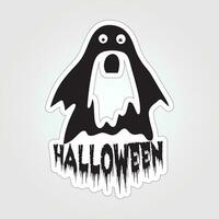 A sticker with a ghost on it, Halloween ghost cartoon character sticker vector