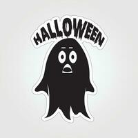 A sticker with a ghost on it, Halloween ghost cartoon character sticker vector