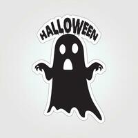 A sticker with a ghost on it, Halloween ghost cartoon character sticker vector