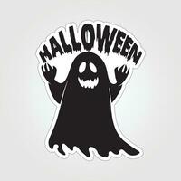 A sticker with a ghost on it, Halloween ghost cartoon character sticker vector