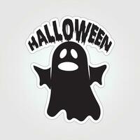 A sticker with a ghost on it, Halloween ghost cartoon character sticker vector