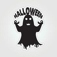 A sticker with a ghost on it, Halloween ghost cartoon character sticker vector