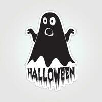 A sticker with a ghost on it, Halloween ghost cartoon character sticker vector