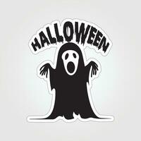 A sticker with a ghost on it, Halloween ghost cartoon character sticker vector