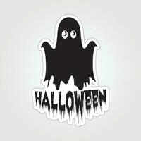 A sticker with a ghost on it, Halloween ghost cartoon character sticker vector