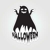 A sticker with a ghost on it, Halloween ghost cartoon character sticker vector