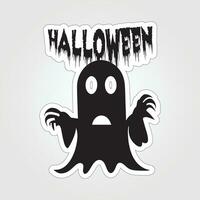 A sticker with a ghost on it, Halloween ghost cartoon character sticker vector