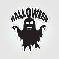 A sticker with a ghost on it, Halloween ghost cartoon character sticker vector