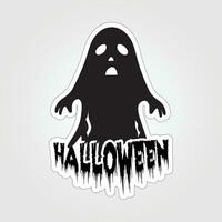 A sticker with a ghost on it, Halloween ghost cartoon character sticker vector