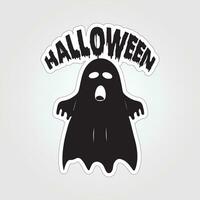 A sticker with a ghost on it, Halloween ghost cartoon character sticker vector