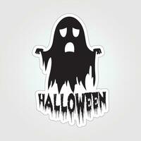 A sticker with a ghost on it, Halloween ghost cartoon character sticker vector