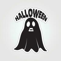 A sticker with a ghost on it, Halloween ghost cartoon character sticker vector