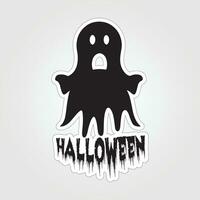 A sticker with a ghost on it, Halloween ghost cartoon character sticker vector