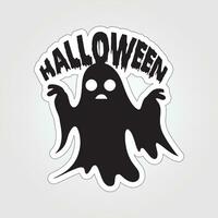 A sticker with a ghost on it, Halloween ghost cartoon character sticker vector