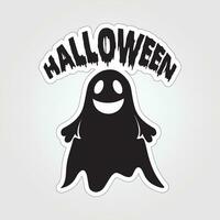 A sticker with a ghost on it, Halloween ghost cartoon character sticker vector