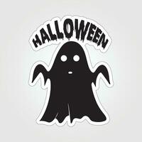 A sticker with a ghost on it, Halloween ghost cartoon character sticker vector