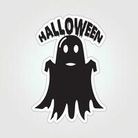 A sticker with a ghost on it, Halloween ghost cartoon character sticker vector