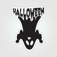 A sticker with a ghost on it, Halloween ghost cartoon character sticker vector