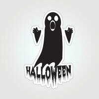 A sticker with a ghost on it, Halloween ghost cartoon character sticker vector