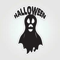 A sticker with a ghost on it, Halloween ghost cartoon character sticker vector