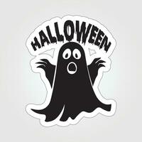 A sticker with a ghost on it, Halloween ghost cartoon character sticker vector