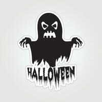 A sticker with a ghost on it, Halloween ghost cartoon character sticker vector