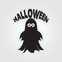 A sticker with a ghost on it, Halloween ghost cartoon character sticker vector