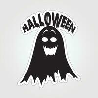 A sticker with a ghost on it, Halloween ghost cartoon character sticker vector