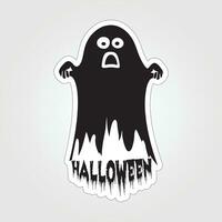 A sticker with a ghost on it, Halloween ghost cartoon character sticker vector