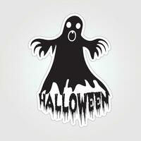 A sticker with a ghost on it, Halloween ghost cartoon character sticker vector