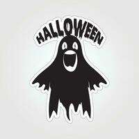 A sticker with a ghost on it, Halloween ghost cartoon character sticker vector