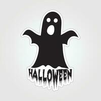 A sticker with a ghost on it, Halloween ghost cartoon character sticker vector