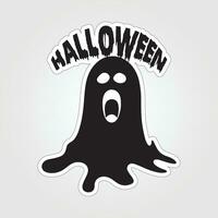 A sticker with a ghost on it, Halloween ghost cartoon character sticker vector