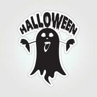 A sticker with a ghost on it, Halloween ghost cartoon character sticker vector