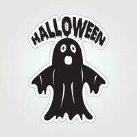 A sticker with a ghost on it, Halloween ghost cartoon character sticker vector