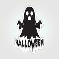 A sticker with a ghost on it, Halloween ghost cartoon character sticker vector