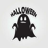 A sticker with a ghost on it, Halloween ghost cartoon character sticker vector