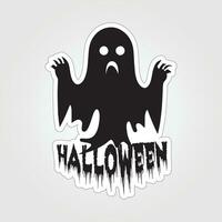 A sticker with a ghost on it, Halloween ghost cartoon character sticker vector