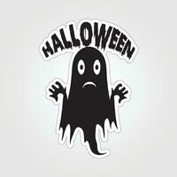 A sticker with a ghost on it, Halloween ghost cartoon character sticker vector