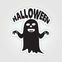 A sticker with a ghost on it, Halloween ghost cartoon character sticker vector