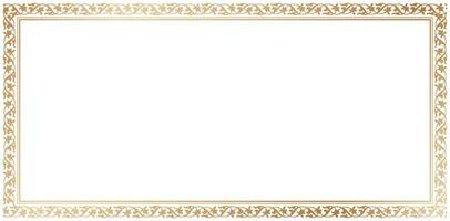 Decorative rectangle frame ornament Elegant element for design in Eastern style, place for text. Floral golden border. Lace illustration for invitations and greeting cards, certificate of completions vector