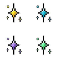 Set of Pixel Sparkle 8 bit style, pixel sparkle glitter for Game development and design vector