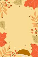 antecedentes con otoño hojas vistoso otoño bandera con caído hojas y amarillentas follaje. modelo para evento invitación, producto catalogar, publicidad. vector